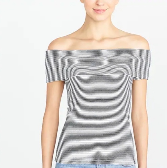 {new} J CREW stripe off shoulder tee 332619 - Picture 3 of 5